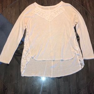 Lightweight white sweater with lace